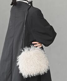 ロングフェイクファー巾着ポシェット