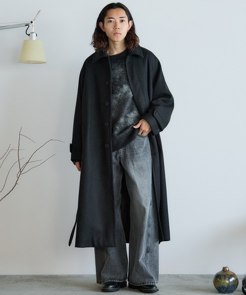 Y*a様 今季冬！新品同様品！「WYM」ウーリーヘリンボーンバルマカンコート WOOLY HERRINGBONE BALMACAAN COAT（ステンカラーコート）｜WYM LIDNM