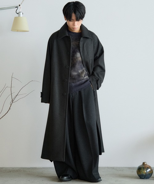 WOOLY HERRINGBONE BALMACAAN COAT（ステンカラーコート）｜WYM LIDNM