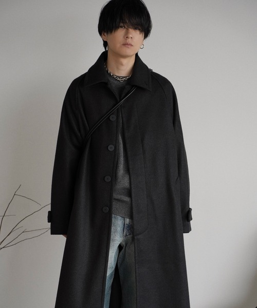 WYM LIDNM（ウィム バイ リドム）の「WOOLY HERRINGBONE BALMACAAN COAT（ステンカラーコート・メンズ・チャコール/ブラック/アッシュブラウン・S/M/L）」の16枚目の写真