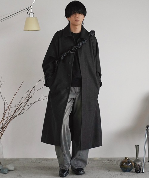 WOOLY HERRINGBONE BALMACAAN COAT（ステンカラーコート）｜WYM LIDNM
