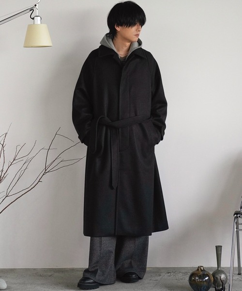 極美品❗️週末限定❗️TEIJIN MEN'SSHOPテイジン　ウールコート WOOLY HERRINGBONE BALMACAAN COAT（ステンカラーコート）｜WYM LIDNM