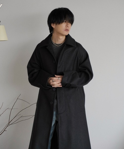 WYM LIDNM（ウィム バイ リドム）の「WOOLY HERRINGBONE BALMACAAN COAT（ステンカラーコート・メンズ・チャコール/ブラック/アッシュブラウン・S/M/L）」の11枚目の写真