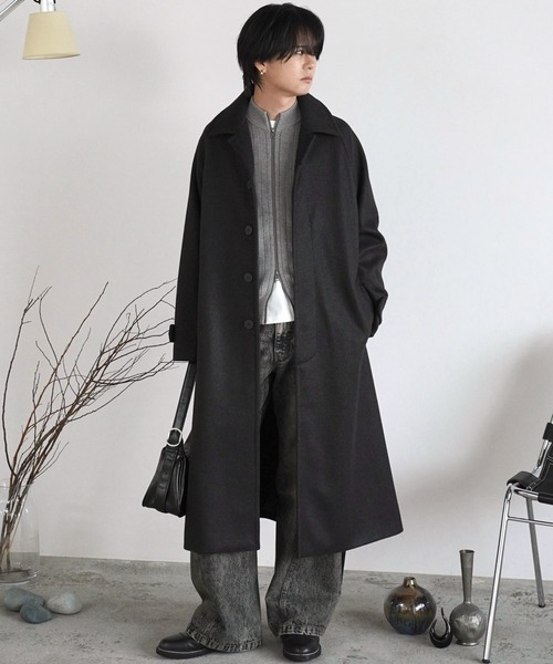 WOOLY HERRINGBONE BALMACAAN COAT（ステンカラーコート）｜WYM LIDNM