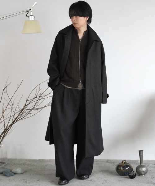 WOOLY HERRINGBONE BALMACAAN COAT（ステンカラーコート）｜WYM LIDNM