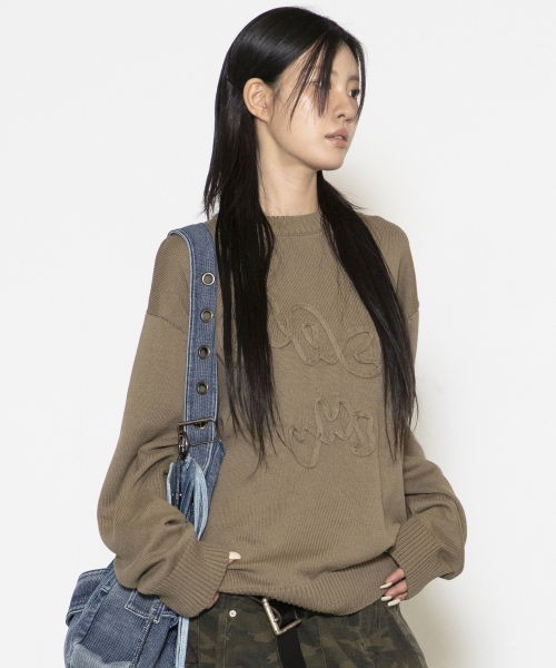 GLACK(グラック)の「GNT070 VHSライン刺繍クルーネックニット(オリーブ)(ニット/セーター・レディース・その他・MEDIUM/LARGE)」の2枚目の写真