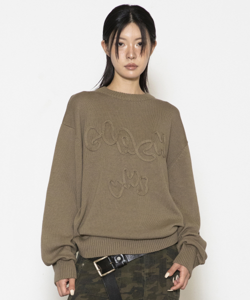 GLACK(グラック)の「GNT070 VHSライン刺繍クルーネックニット(オリーブ)(ニット/セーター・レディース・その他・MEDIUM/LARGE)」の3枚目の写真