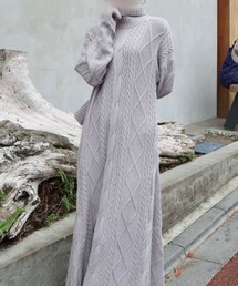【MONAMOUR/モナムール】cable knit Aline dress
