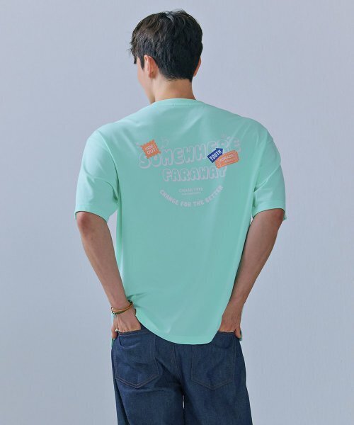 CHASECULT(チェイスカルト)の「共用タイポグラフィ半袖Tシャツ-CCRU5833E0Y(Tシャツ/カットソー・メンズ・グリーン・95/100/105/90)」の3枚目の写真
