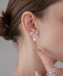 Leja（レジャ）の「【LEJA】ビジューリボンパールピアス結婚式 パーティー 成人式 二次会 同窓会 お呼ばれ オケージョン 20代 30代（ピアス（両耳用））」