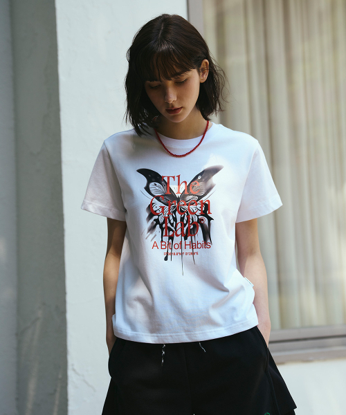 THE GREEN LAB（ザグリーンラボ）の「バタフライグラフィック半袖Tシャツ[ホワイト]（Tシャツ/カットソー・レディース・その他・FREE）」の3枚目の写真