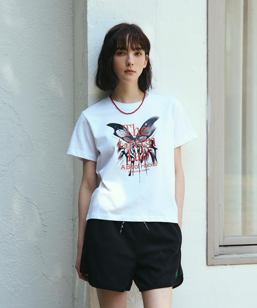 THE GREEN LAB（ザグリーンラボ）の「バタフライグラフィック半袖Tシャツ[ホワイト]（Tシャツ/カットソー・レディース・その他・FREE）」の4枚目の写真