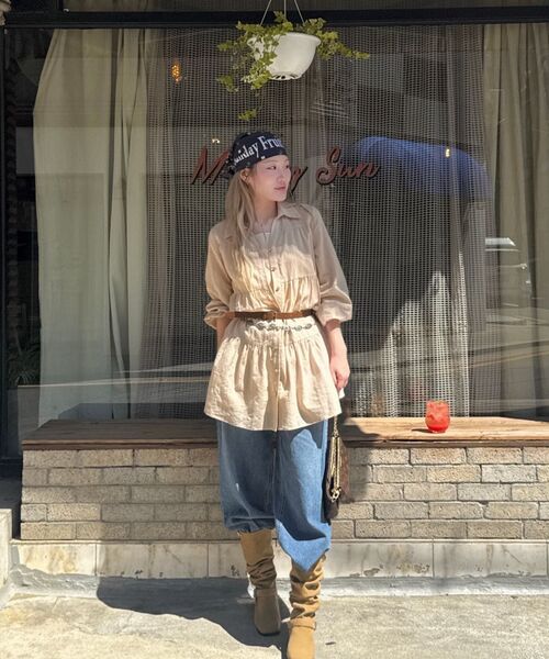 ZEROSTREET（ゼロストリート）の「[2タイプ][4カラー] ソフトシャツワンピース（ワンピース・レディース・サンドベージュ/ブラック/ライトパープル/アイボリー系1/アイボリー系2・SMALL/MEDIUM）」の12枚目の写真
