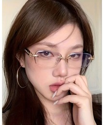 ARCHIVER（アーカイバ）の「【Bz】横長スクエア リムレスメガネ / デザインテンプル / クリアレンズ / ユニセックス (DAY)（メガネ）」