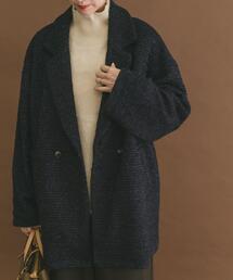 オーバーサイズ」に該当するレディースのノーカラーコートファッション