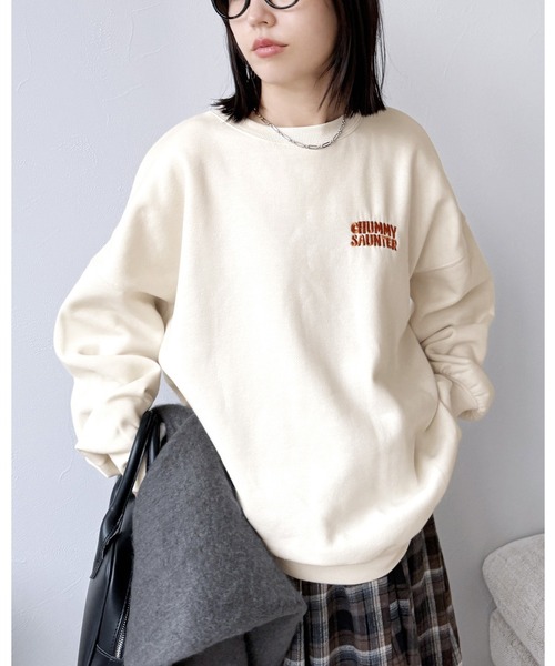 reca（レカ）の「お散歩フレンズ裏起毛スウェット（スウェット・レディース・チャコールグレー/ダークブラウン/キナリ・FREE）」の2枚目の写真