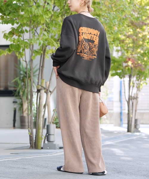 reca（レカ）の「お散歩フレンズ裏起毛スウェット（スウェット・レディース・チャコールグレー/ダークブラウン/キナリ・FREE）」の6枚目の写真