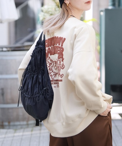 reca（レカ）の「お散歩フレンズ裏起毛スウェット（スウェット・レディース・チャコールグレー/ダークブラウン/キナリ・FREE）」の13枚目の写真