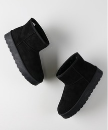 Right-on | 【HONEYSUCKLE ROSE】フェイクムートンショートブーツ (軽量設計 / ボアライニング / カジュアルスタイル)(ブーツ)