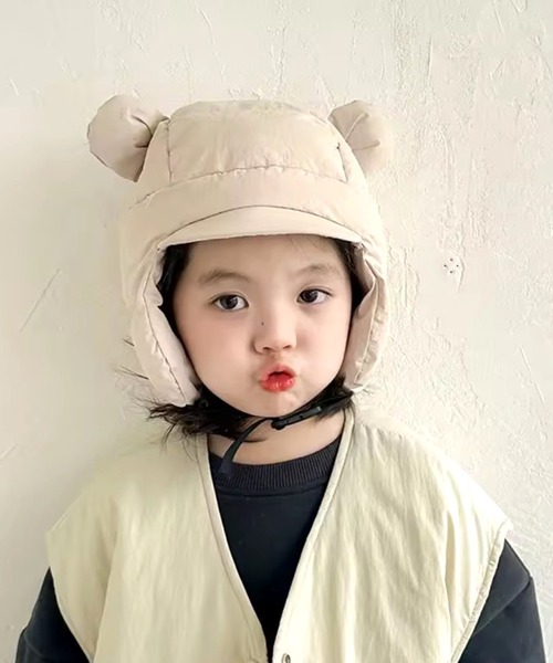 Bambin（ボンバン）の「【 Bambin / ボンバン 】 くまみみ 中綿 フライトキャップ（キャップ・キッズ・ベージュ/アイボリー/ブラック・FREE）」の5枚目の写真