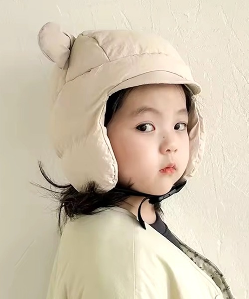 Bambin（ボンバン）の「【 Bambin / ボンバン 】 くまみみ 中綿 フライトキャップ（キャップ・キッズ・ベージュ/アイボリー/ブラック・FREE）」の4枚目の写真