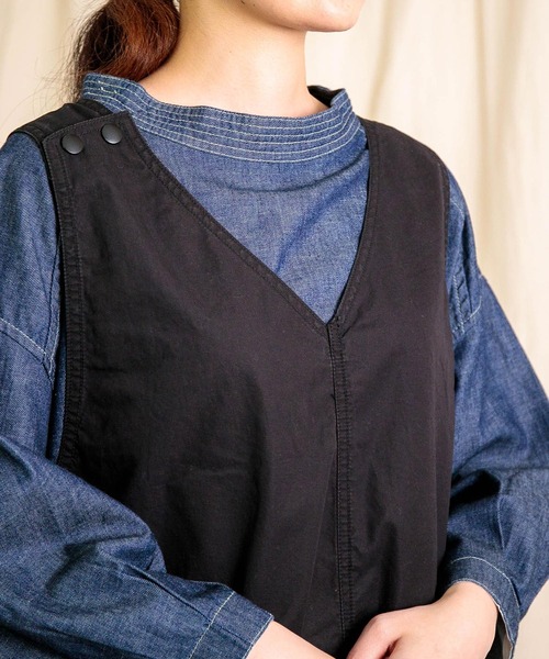 Brocante（ブロカント）の「[Brocante / ブロカント] 高密度ウェザー デフォルメサロペット（サロペット/オーバーオール・レディース・ブラック・2）」の6枚目の写真