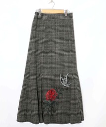 iS ScoLar（イズスカラー）の「553259：バラ×蝶刺繍起毛 チェックマーメイドスカート（スカート・メンズ）」