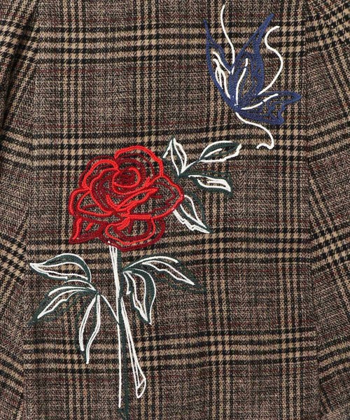 iS ScoLar(イズスカラー)の「553259:バラ×蝶刺繍起毛 チェックマーメイドスカート(スカート・レディース・チャコールグレー/ベージュ・M)」の11枚目の写真