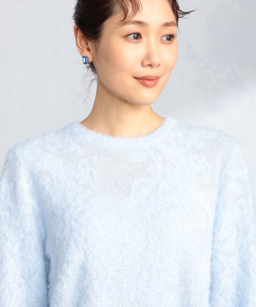 GALLORIA(ギャローリア)の「レース柄ニット(ニット/セーター・レディース・ライトベージュ/ライトブルー/オフホワイト・S/M/LL/L)」の10枚目の写真