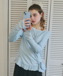 idem（イデム）の「【 ZOZO限定 】frill sheer long sleeve tops / 裾フリルシアートップス（Tシャツ/カットソー）」