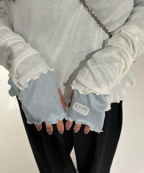 idem(イデム)の「【 ZOZO限定 】frill sheer long sleeve tops / 裾フリルシアートップス(Tシャツ/カットソー・レディース・オフホワイト/ブルー・FREE)」の12枚目の写真