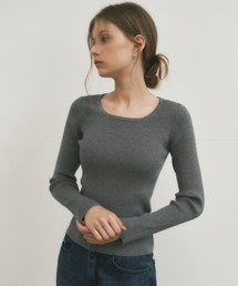 ジェインスクエアネックウォッシャブルニット_GRAY(WC25-KN33)