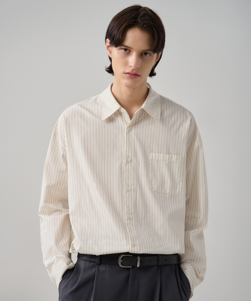 DRAW FIT（ドローフィット）の「ルマルストライプシャツ [アイボリー]（シャツ/ブラウス・メンズ・その他・MEDIUM/LARGE/X-LARGE）」の2枚目の写真