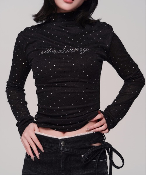 andwang(アンドワン)の「AND bijou high neck tops(Tシャツ/カットソー・レディース・ブラック/グレー/ベージュ/アイボリー・FREE)」の11枚目の写真