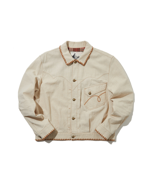 PENFIELD（ペンフィールド）の「[TRAILWEAR] リネンウエスタントラッカージャケット アイボリー_FR1WJ85U（デニムジャケット・メンズ・アイボリー・SMALL/MEDIUM/LARGE）」の2枚目の写真
