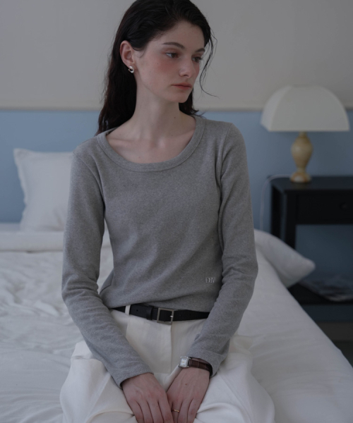 DEHEVE（デヘヴェ）の「Basic Cotton Long Sleeve [Melange]（Tシャツ/カットソー・レディース・アッシュグレー・FREE）」の2枚目の写真
