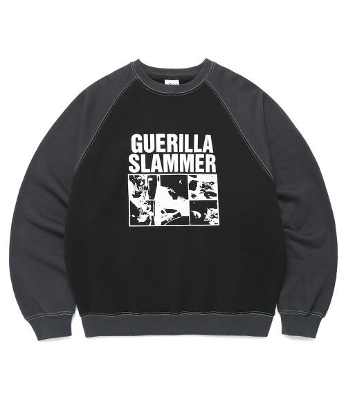 Cavish(カビシ)の「GUERILLA SLAMMERS RAGLAN SWEATSHIRT BLACK(CV2DFUM445A)(スウェット・レディース・ブラック・LARGE/MEDIUM/SMALL/X-LARGE)」の1枚目の写真