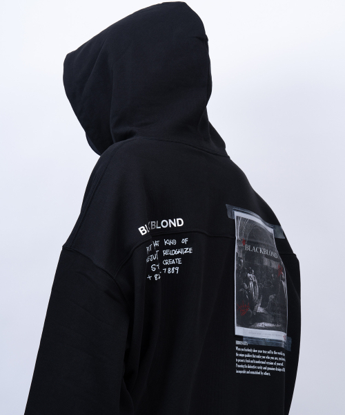 BLACK BLOND（ブラック ブロンド）の「ビビディ 1982 ノーシンパシーフードパーカー (ブラック)（パーカー・レディース・その他・LARGE/MEDIUM/X-LARGE）」の4枚目の写真