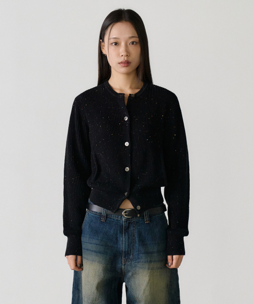 NOUN(ノウン)の「nep yarn crewneck cardigan (black)(カーディガン/ボレロ・レディース・その他・F)」の1枚目の写真