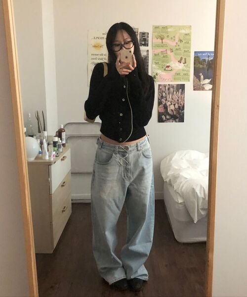 NOUN(ノウン)の「nep yarn crewneck cardigan (black)(カーディガン/ボレロ・レディース・その他・F)」の4枚目の写真