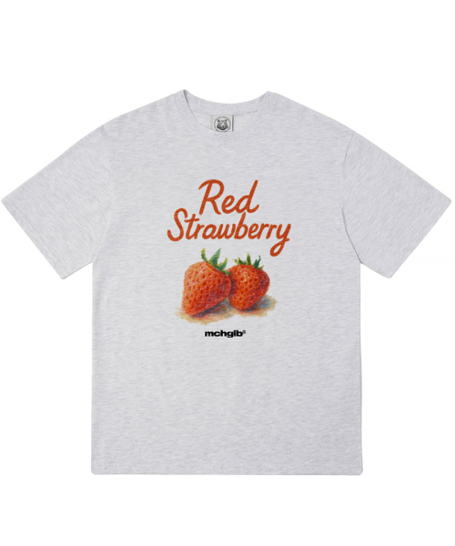 MATCHGLOBE（マッチグローブ）の「レッドストロベリーオーバーサイズTシャツ（ライトグレー）（Tシャツ/カットソー・レディース・その他・FREE）」の5枚目の写真