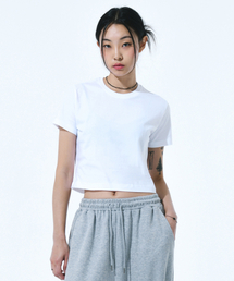 ウィメンズクロップ半袖Tシャツ - ホワイト