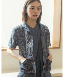COTTON BELL（コットンベル）の「Flower Pocket Open Shirt - Navy（シャツ/ブラウス）」