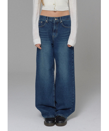 Standard washed wide brushed denim