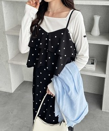 GeeRA | 【S-LLサイズ展開】春夏にぴったり!楽ちんすっきり見せ!フリルキャミワンピース(ワンピース)