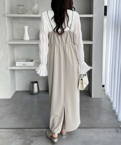 GeeRA（ジーラ）の「【S-LLサイズ展開】春夏にぴったり！楽ちんすっきり見せ！フリルキャミワンピース（ワンピース・レディース・ドット/ベージュ/ブラック・X-LARGE/LARGE/MEDIUM/SMALL）」の15枚目の写真