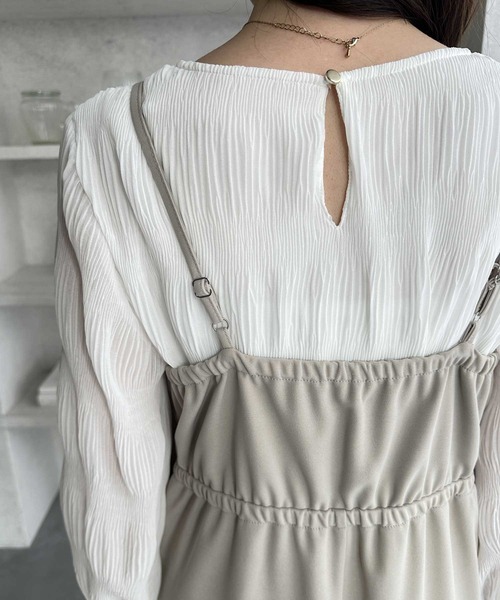 GeeRA（ジーラ）の「【S-LLサイズ展開】春夏にぴったり！楽ちんすっきり見せ！フリルキャミワンピース（ワンピース・レディース・ドット/ベージュ/ブラック・X-LARGE/LARGE/MEDIUM/SMALL）」の16枚目の写真