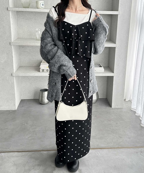 GeeRA（ジーラ）の「【S-LLサイズ展開】春夏にぴったり！楽ちんすっきり見せ！フリルキャミワンピース（ワンピース・レディース・ドット/ベージュ/ブラック・X-LARGE/LARGE/MEDIUM/SMALL）」の21枚目の写真