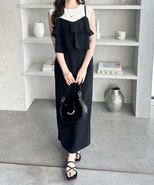 GeeRA(ジーラ)の「【S-LLサイズ展開】楽ちんすっきり見せ!フリルキャミワンピース(ワンピース・レディース・ドット/ベージュ/ブラック・X-LARGE/LARGE/MEDIUM/SMALL)」の21枚目の写真