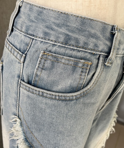 GLAMOROUS JANE（グラマラスジェーン）の「カットアウトフリンジデニムパンツ（デニムパンツ・レディース・ブルー・L/M/S）」の9枚目の写真